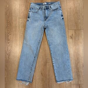 Kensie The Allie High Rise Slim Straight Jeans Size 8/29 Light Wash Raw Hem